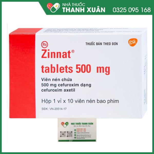 Zinnat tablets 500mg thuốc trị nhiễm khuẩn (1 vỉ x 10 viên)